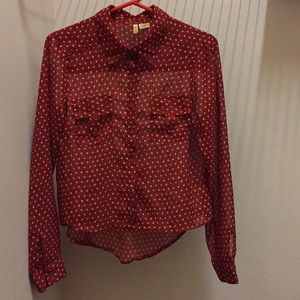 Sheer collared button down blouse